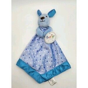 Prestige Baby Lovey Blue Puppy Dog Plush Velour Satin Trim NWT
